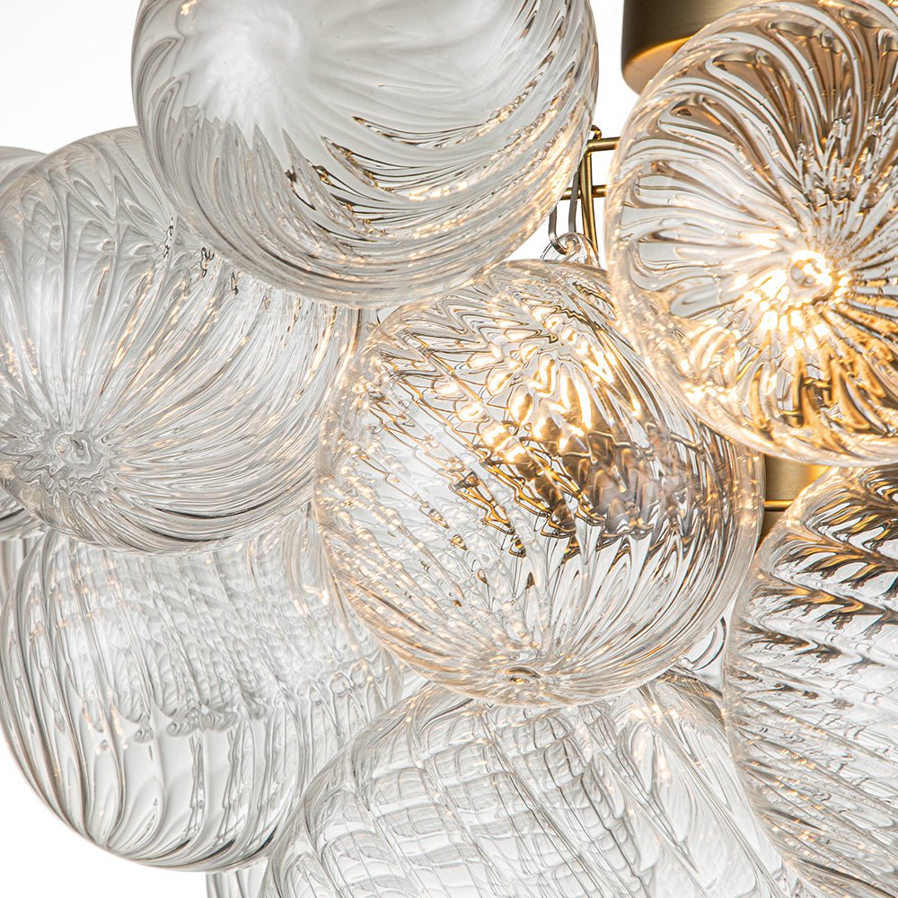 Brillia Modern Glass Bubble Semi Flush Chandelier - Lamp Copper