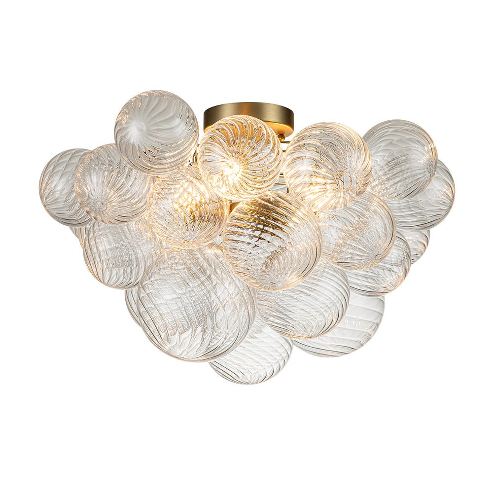 Brillia Modern Glass Bubble Semi Flush Chandelier - Lamp Copper