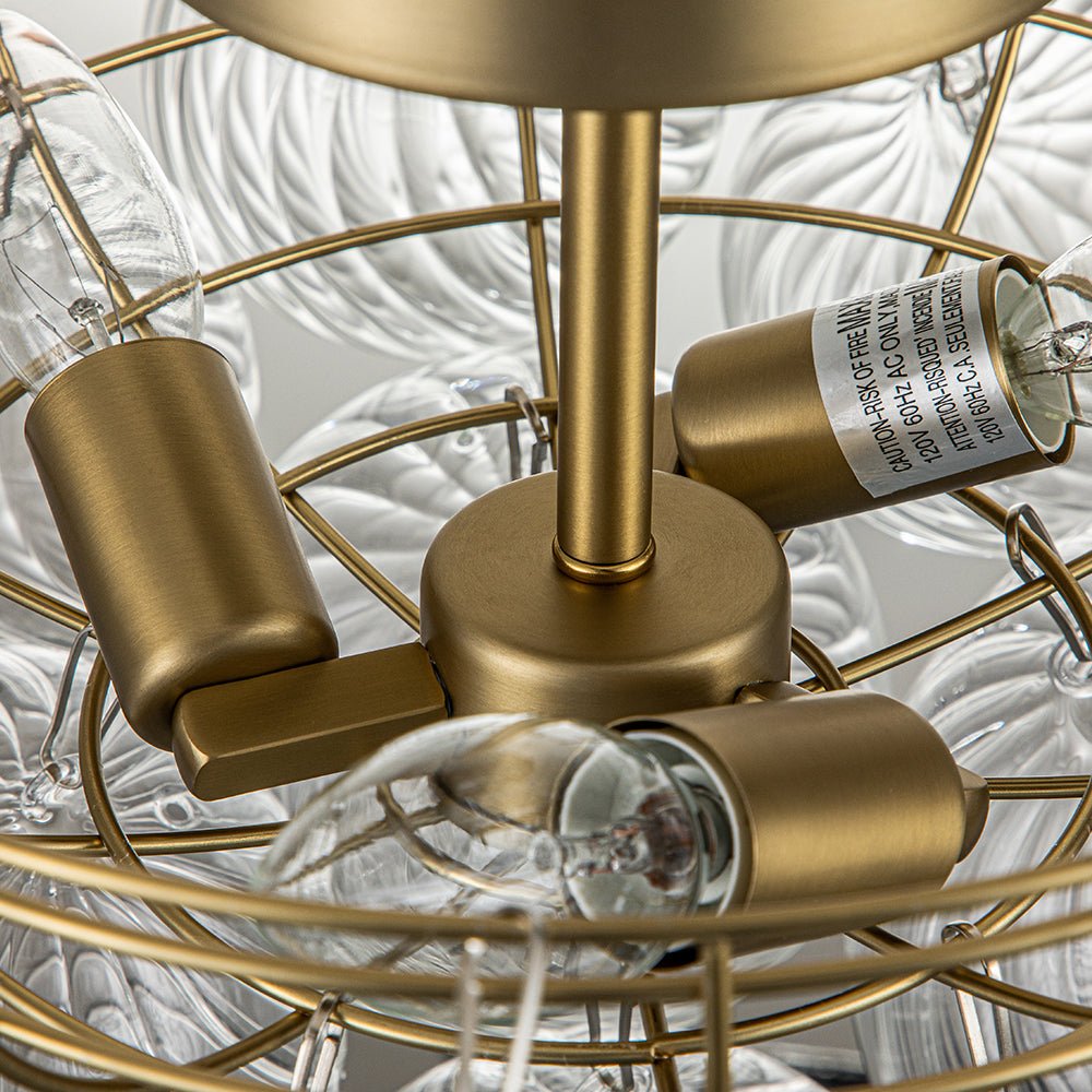 Brillia Modern Glass Bubble Semi Flush Chandelier - Lamp Copper