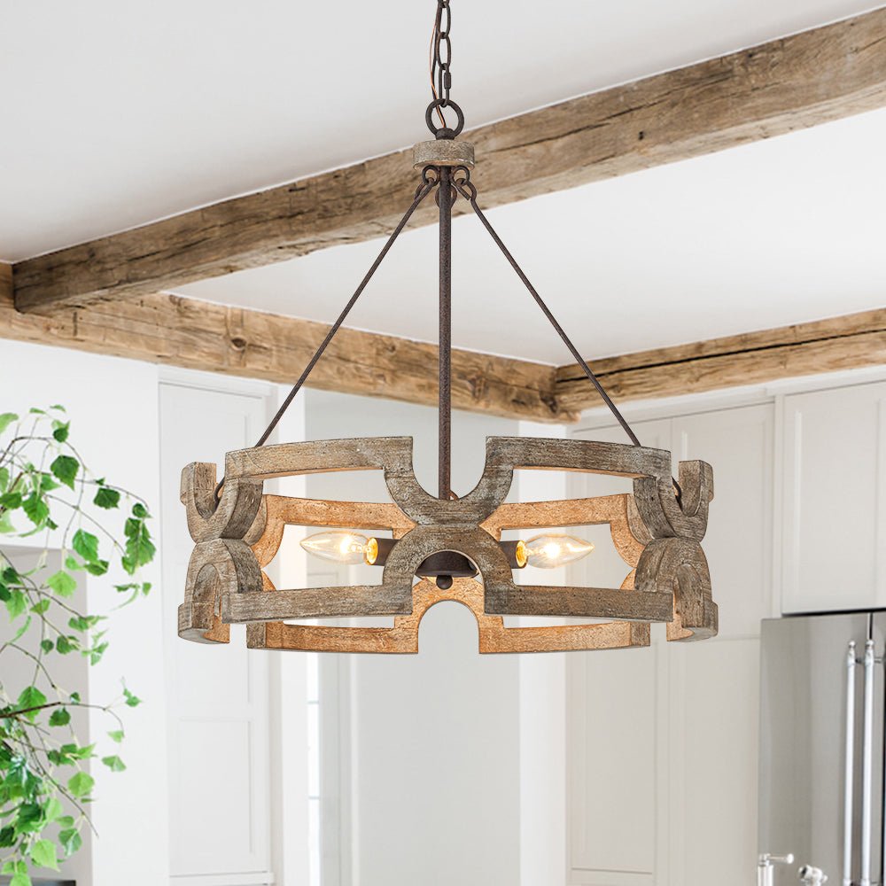 Yrling Farmhouse Open Aged Wood Pendant Light - Lamp Copper