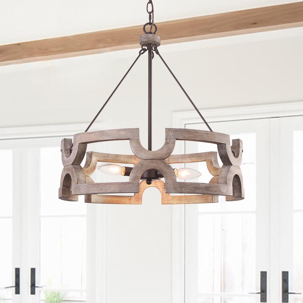 Yrling Farmhouse Open Aged Wood Pendant Light - Lamp Copper