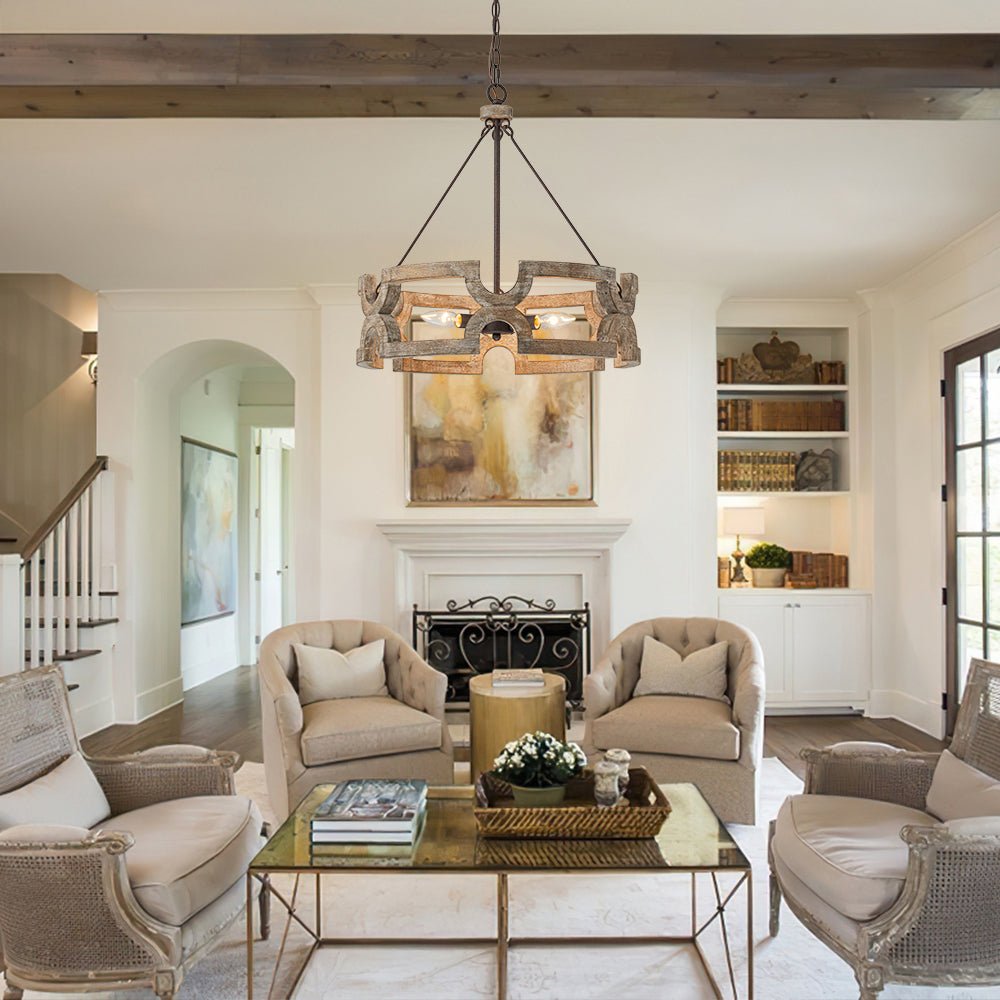 Yrling Farmhouse Open Aged Wood Pendant Light - Lamp Copper