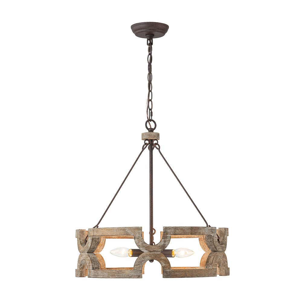 Yrling Farmhouse Open Aged Wood Pendant Light - Lamp Copper