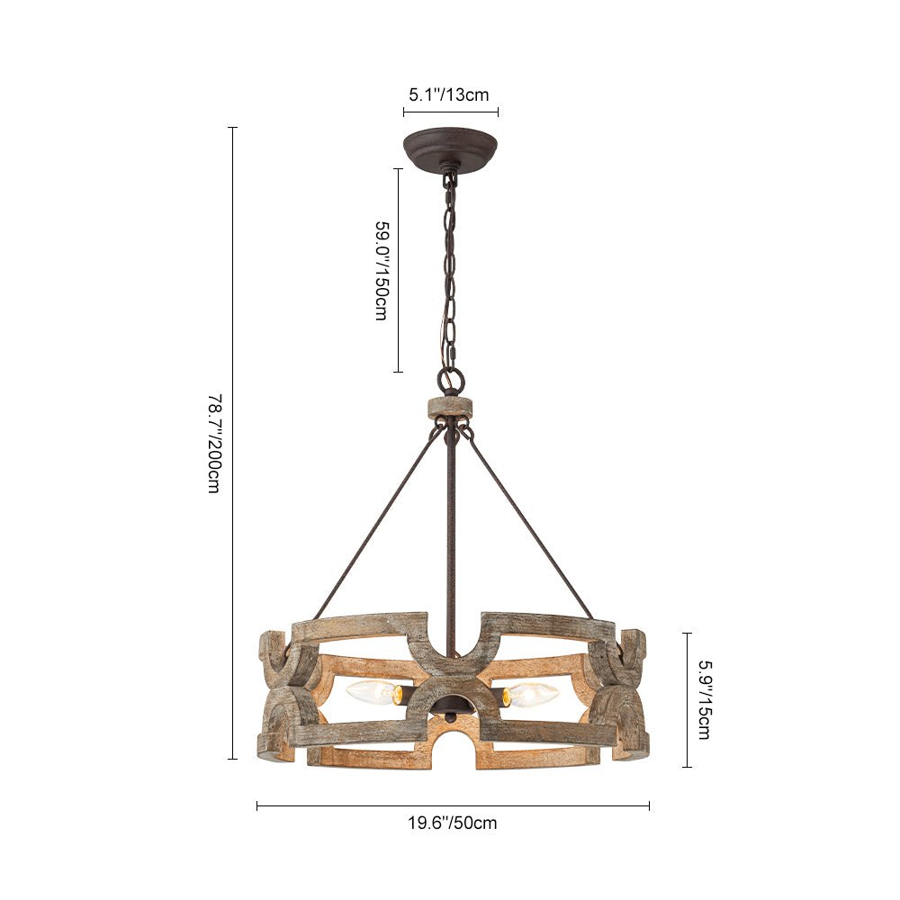 Yrling Farmhouse Open Aged Wood Pendant Light - Lamp Copper