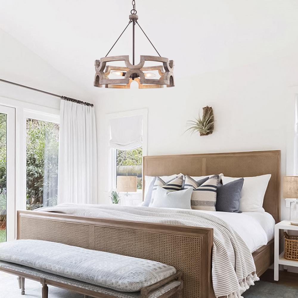Yrling Farmhouse Open Aged Wood Pendant Light - Lamp Copper