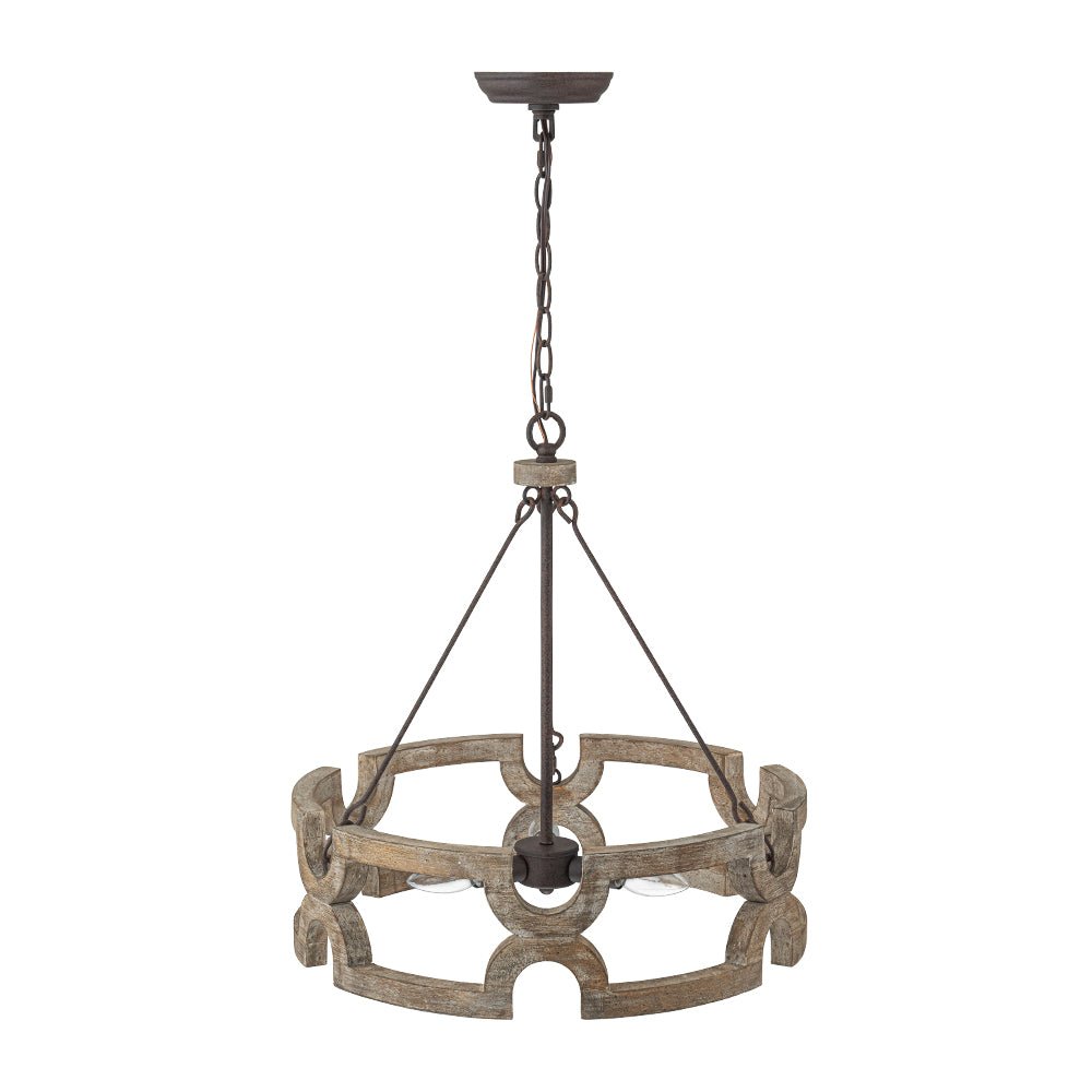 Yrling Farmhouse Open Aged Wood Pendant Light - Lamp Copper