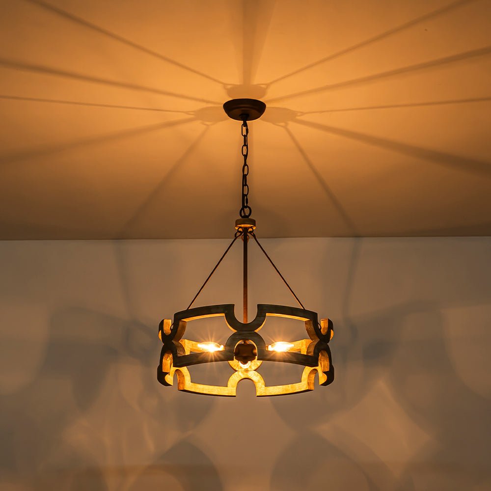 Yrling Farmhouse Open Aged Wood Pendant Light - Lamp Copper