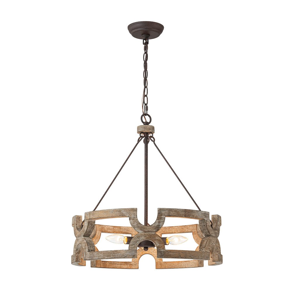 Yrling Farmhouse Open Aged Wood Pendant Light - Lamp Copper