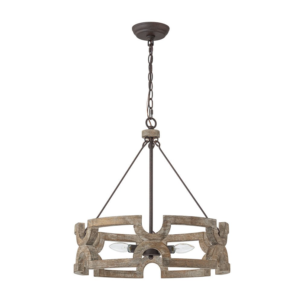 Yrling Farmhouse Open Aged Wood Pendant Light - Lamp Copper