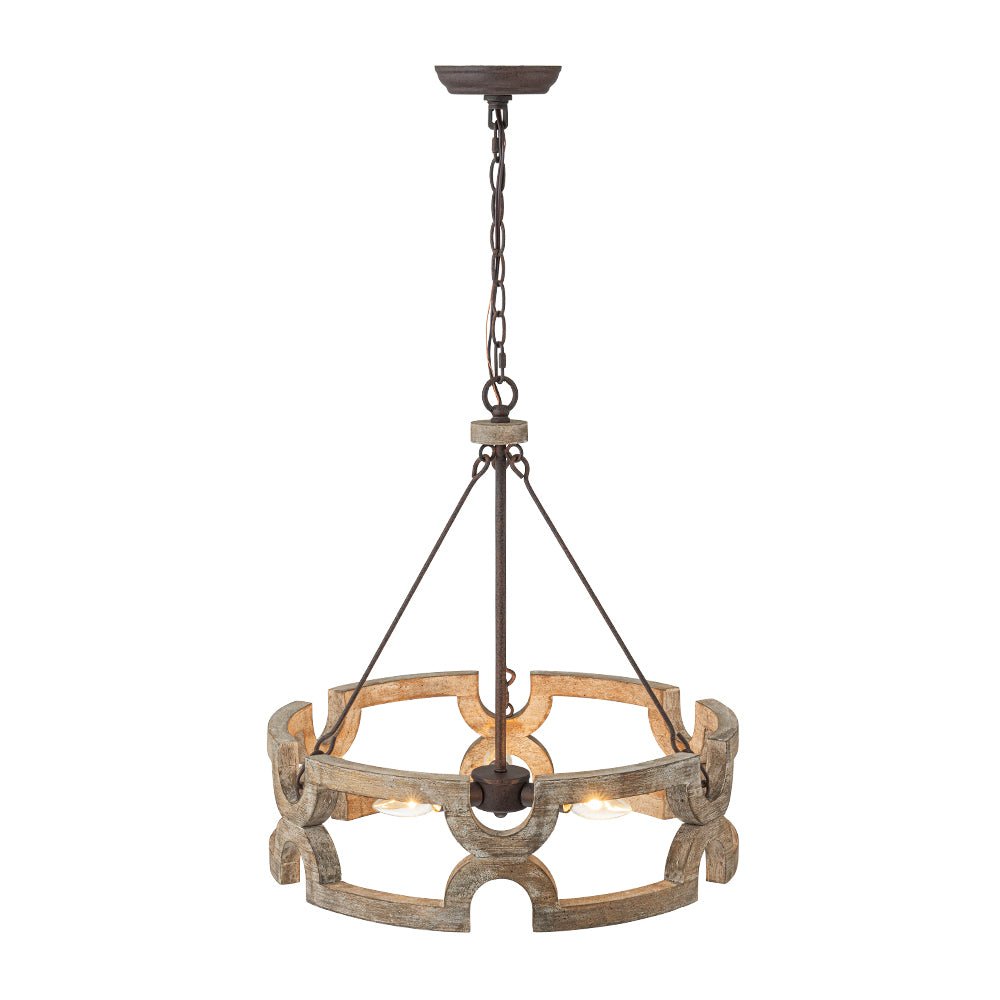 Yrling Farmhouse Open Aged Wood Pendant Light - Lamp Copper
