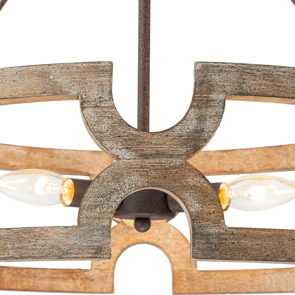 Yrling Farmhouse Open Aged Wood Pendant Light - Lamp Copper