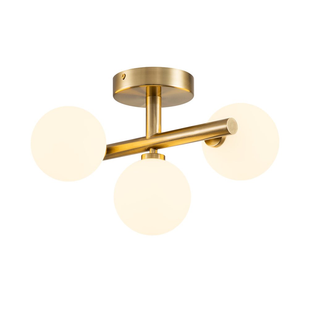 Nordvind Modern Opal Glass Semi Flush Mount Ceiling Light - Lamp Copper