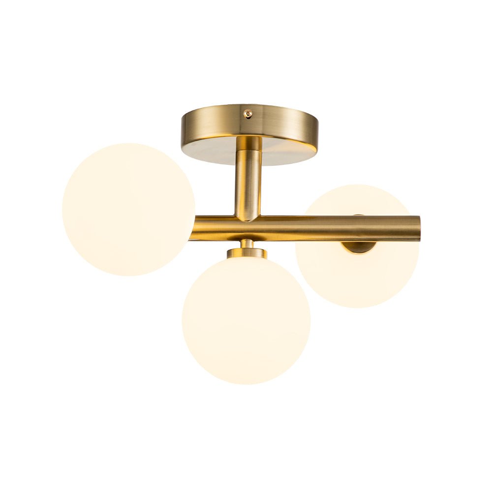 Nordvind Modern Opal Glass Semi Flush Mount Ceiling Light - Lamp Copper
