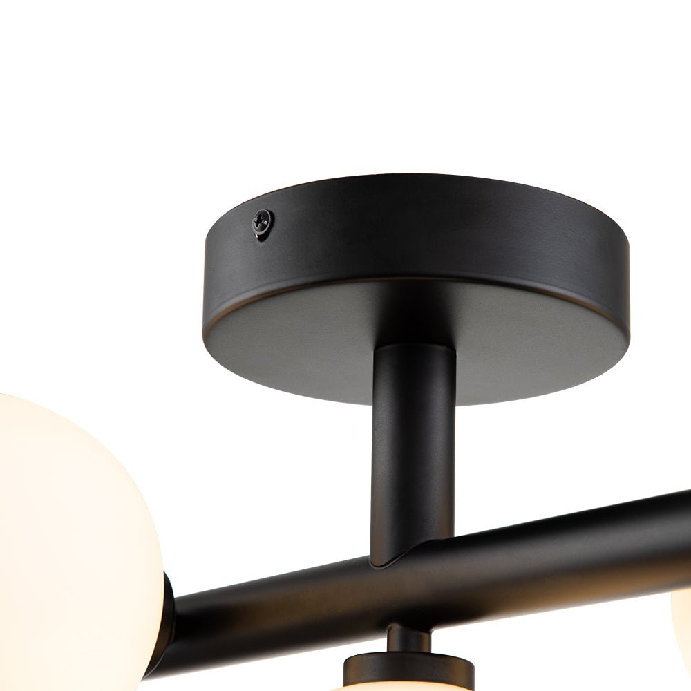 Nordvind Modern Opal Glass Semi Flush Mount Ceiling Light - Lamp Copper