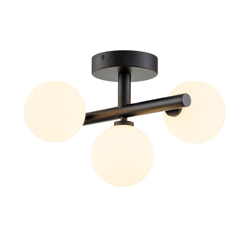 Nordvind Modern Opal Glass Semi Flush Mount Ceiling Light - Lamp Copper