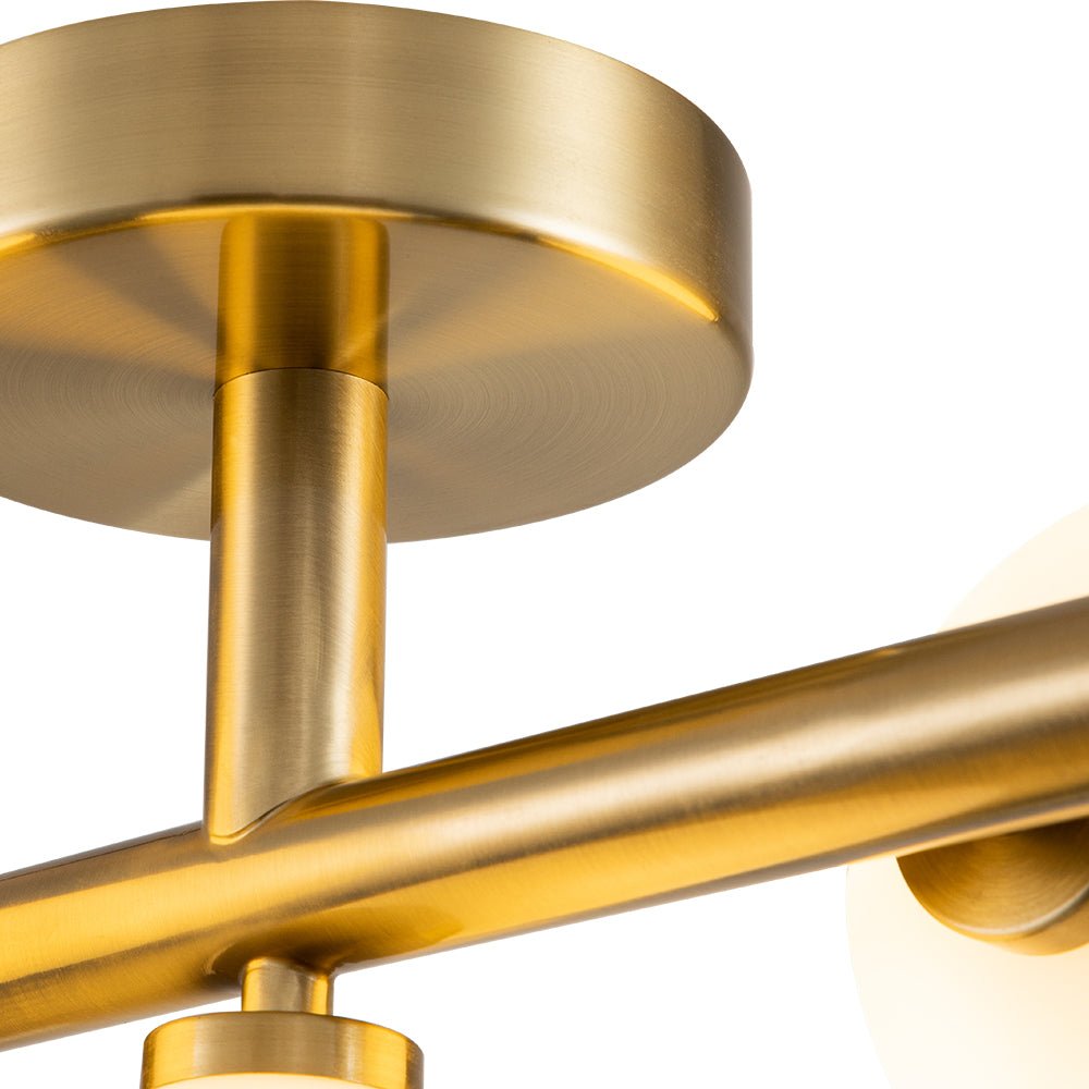 Nordvind Modern Opal Glass Semi Flush Mount Ceiling Light - Lamp Copper