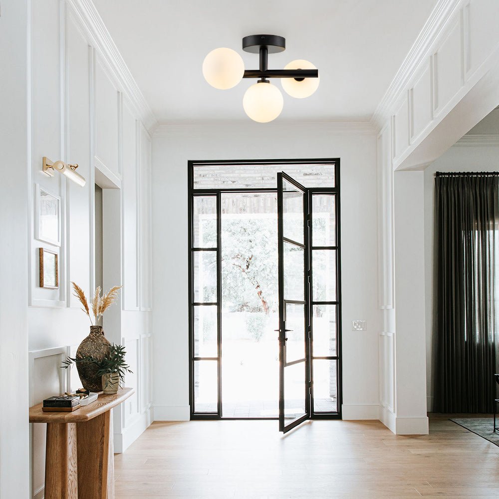 Nordvind Modern Opal Glass Semi Flush Mount Ceiling Light - Lamp Copper