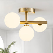 Nordvind Modern Opal Glass Semi Flush Mount Ceiling Light - Lamp Copper