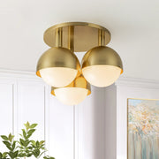 Pustur Minimalist Opal Glass Semi Flush Mount Light - Lamp Copper
