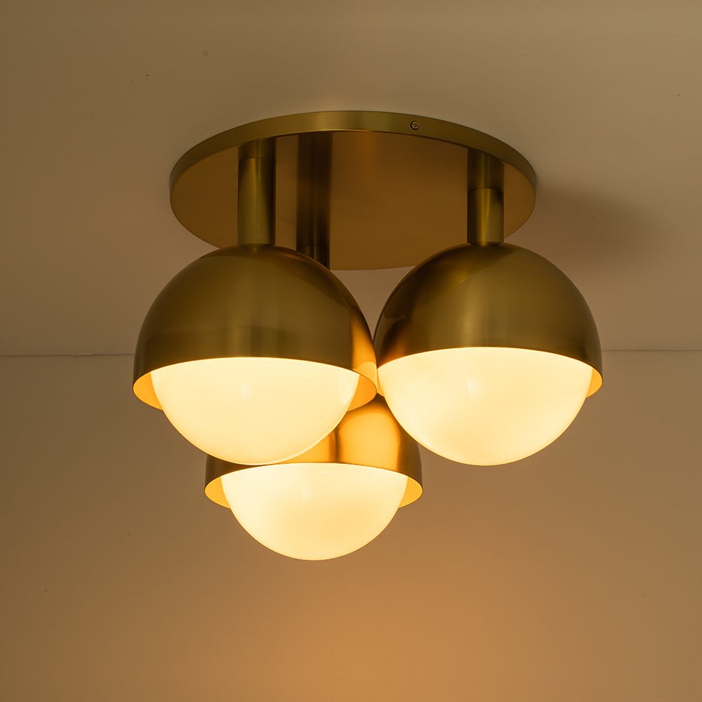 Pustur Minimalist Opal Glass Semi Flush Mount Light - Lamp Copper