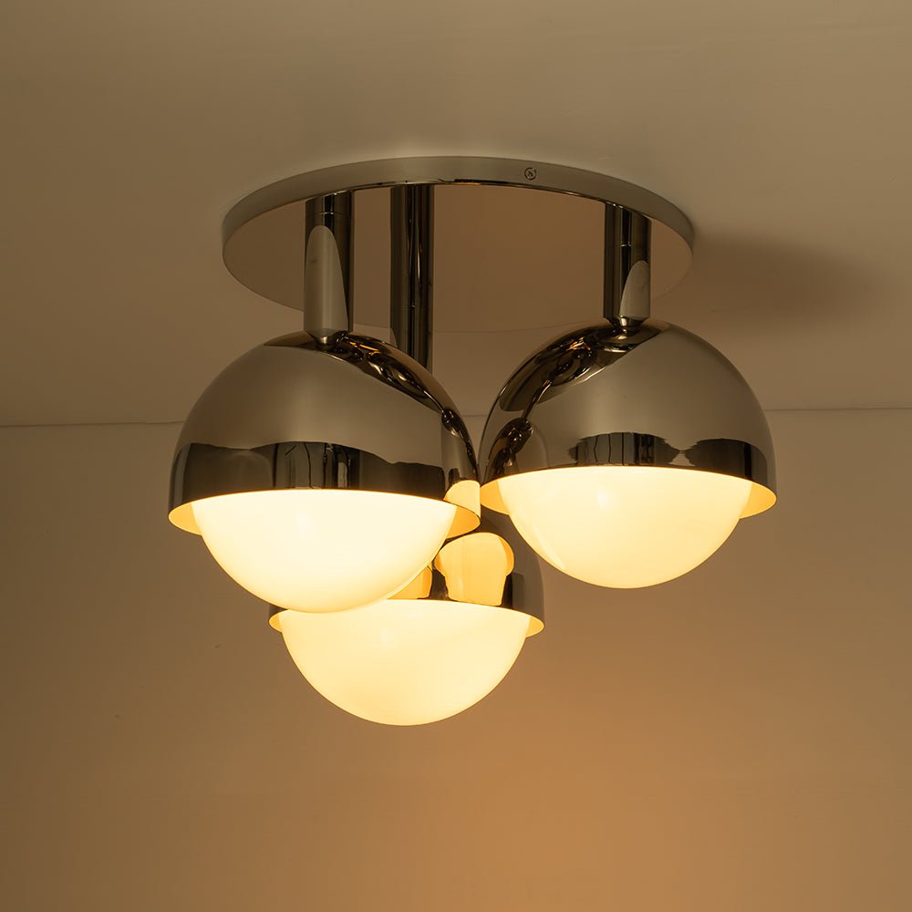 Pustur Minimalist Opal Glass Semi Flush Mount Light - Lamp Copper