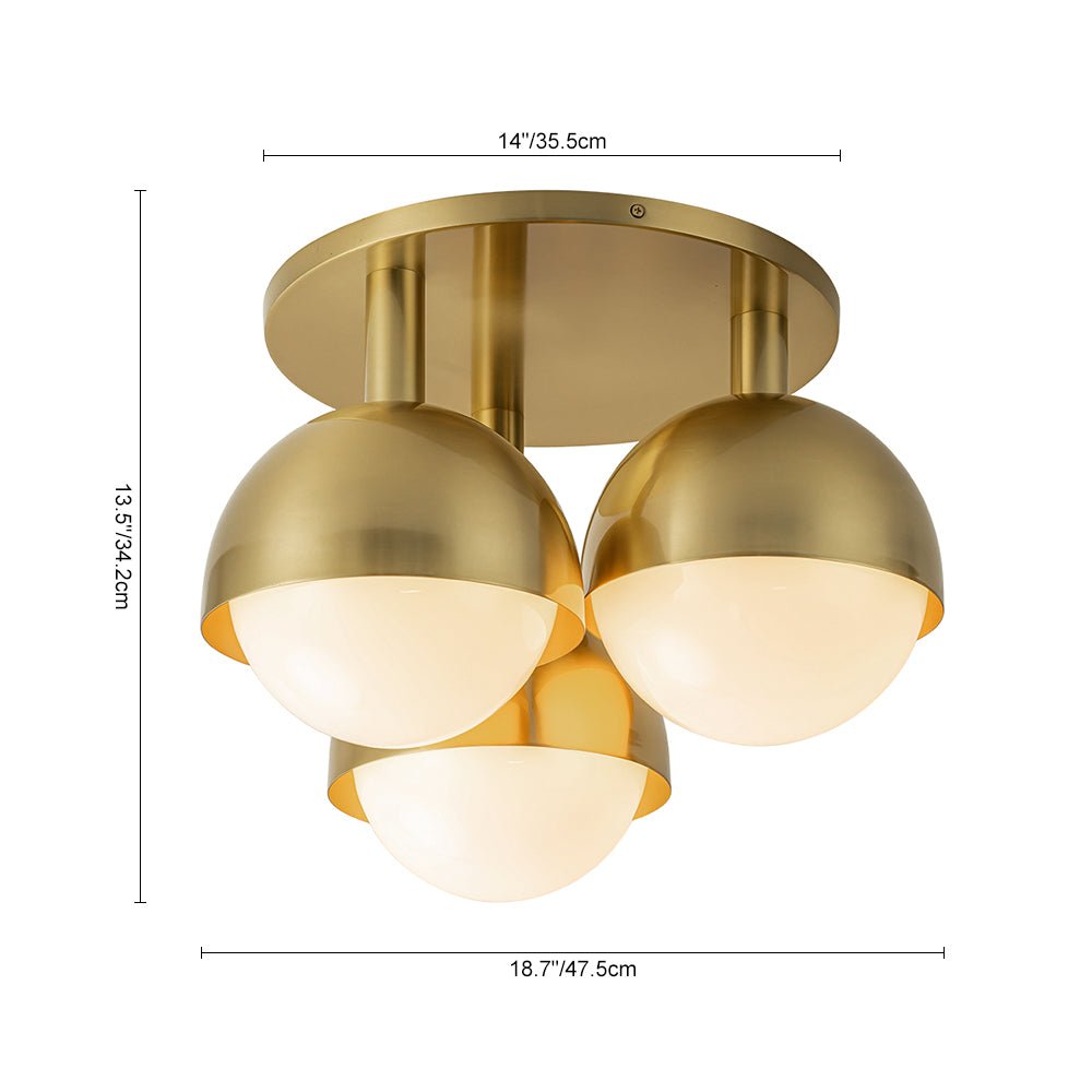 Pustur Minimalist Opal Glass Semi Flush Mount Light - Lamp Copper