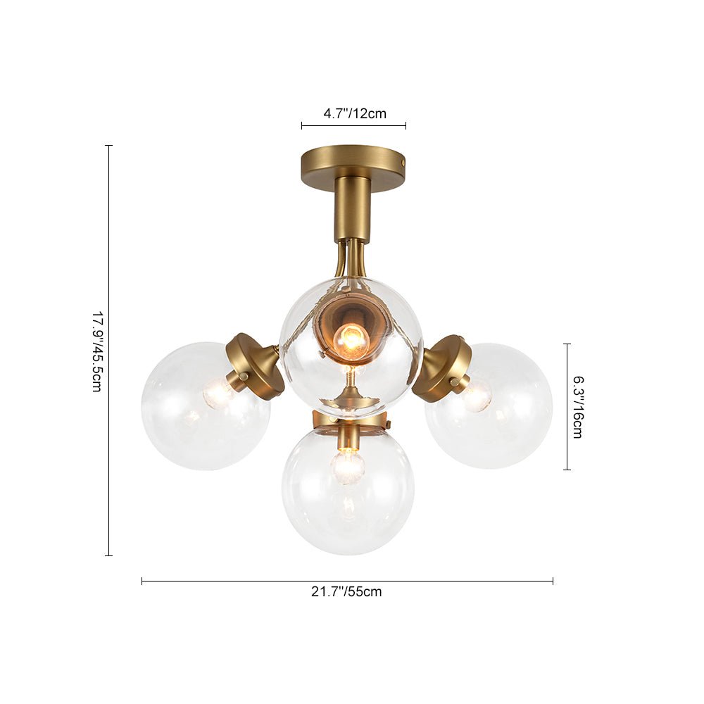 Ljomuva Bloom Globe Glass Semi Flush Mount Ceiling Light - Lamp Copper