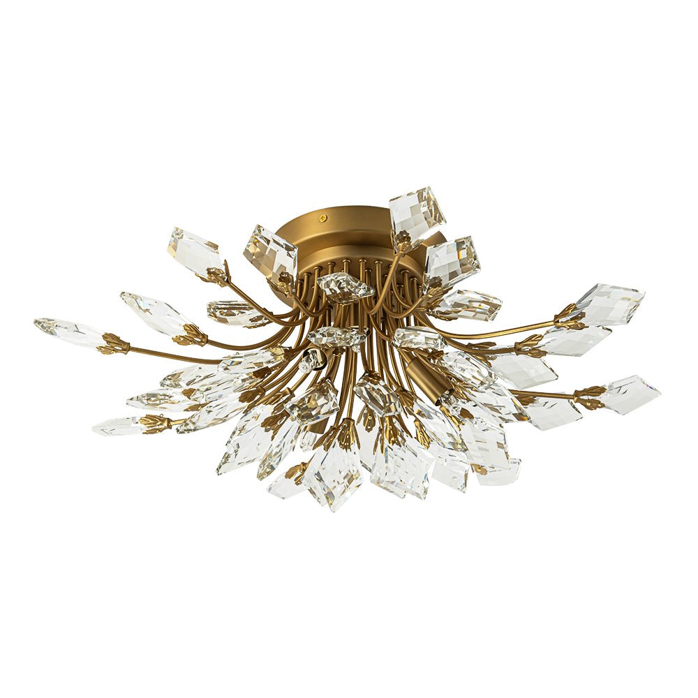 Himindró Bloom Metal Crystal Semi Flush Mount Light - Lamp Copper