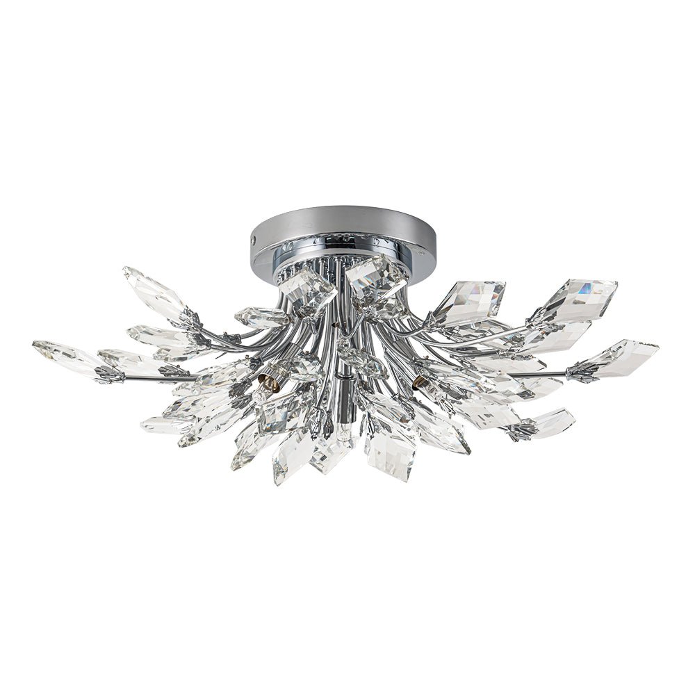 Himindró Bloom Metal Crystal Semi Flush Mount Light - Lamp Copper