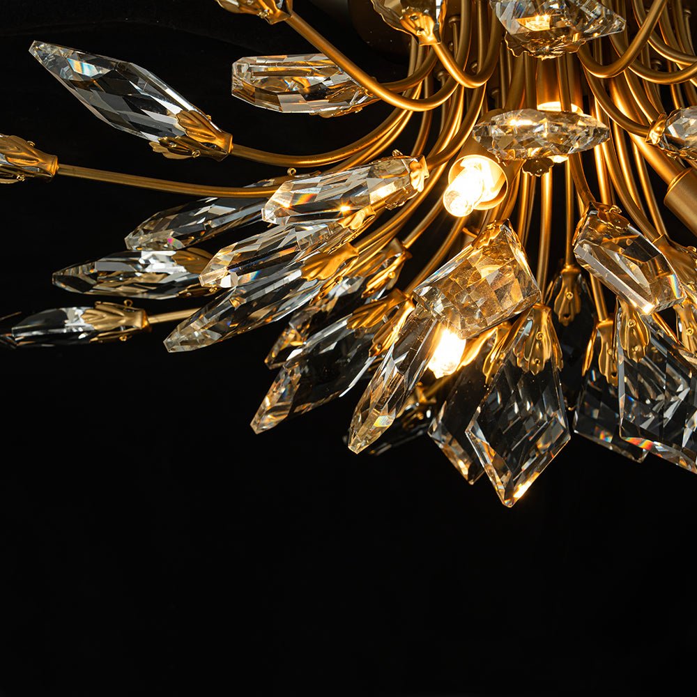 Himindró Bloom Metal Crystal Semi Flush Mount Light - Lamp Copper