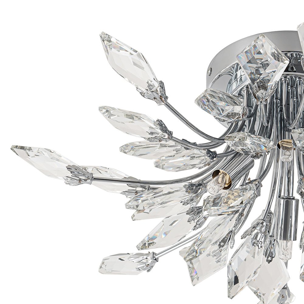Himindró Bloom Metal Crystal Semi Flush Mount Light - Lamp Copper