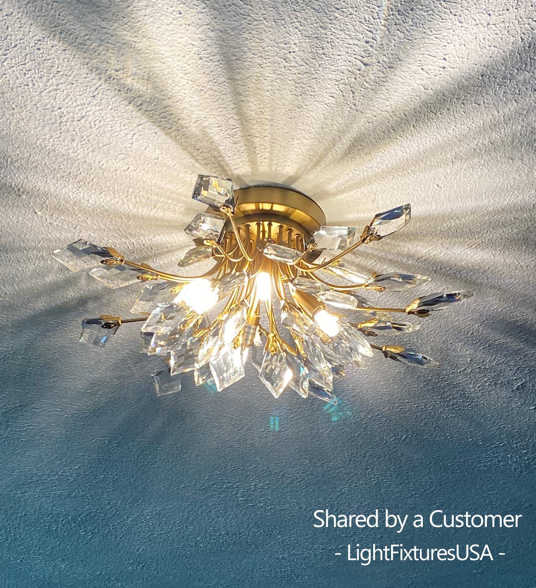 Himindró Bloom Metal Crystal Semi Flush Mount Light - Lamp Copper