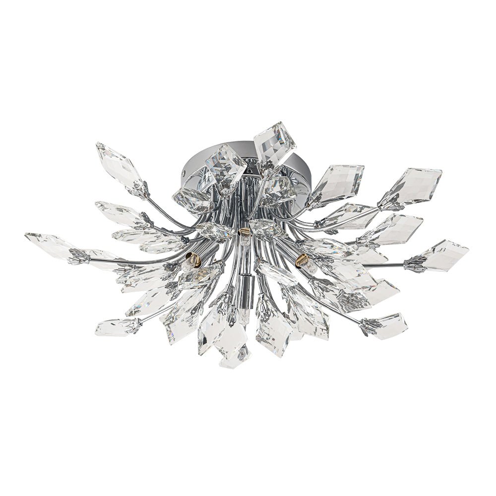 Himindró Bloom Metal Crystal Semi Flush Mount Light - Lamp Copper