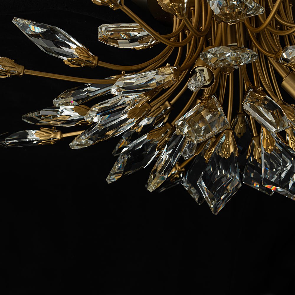 Himindró Bloom Metal Crystal Semi Flush Mount Light - Lamp Copper
