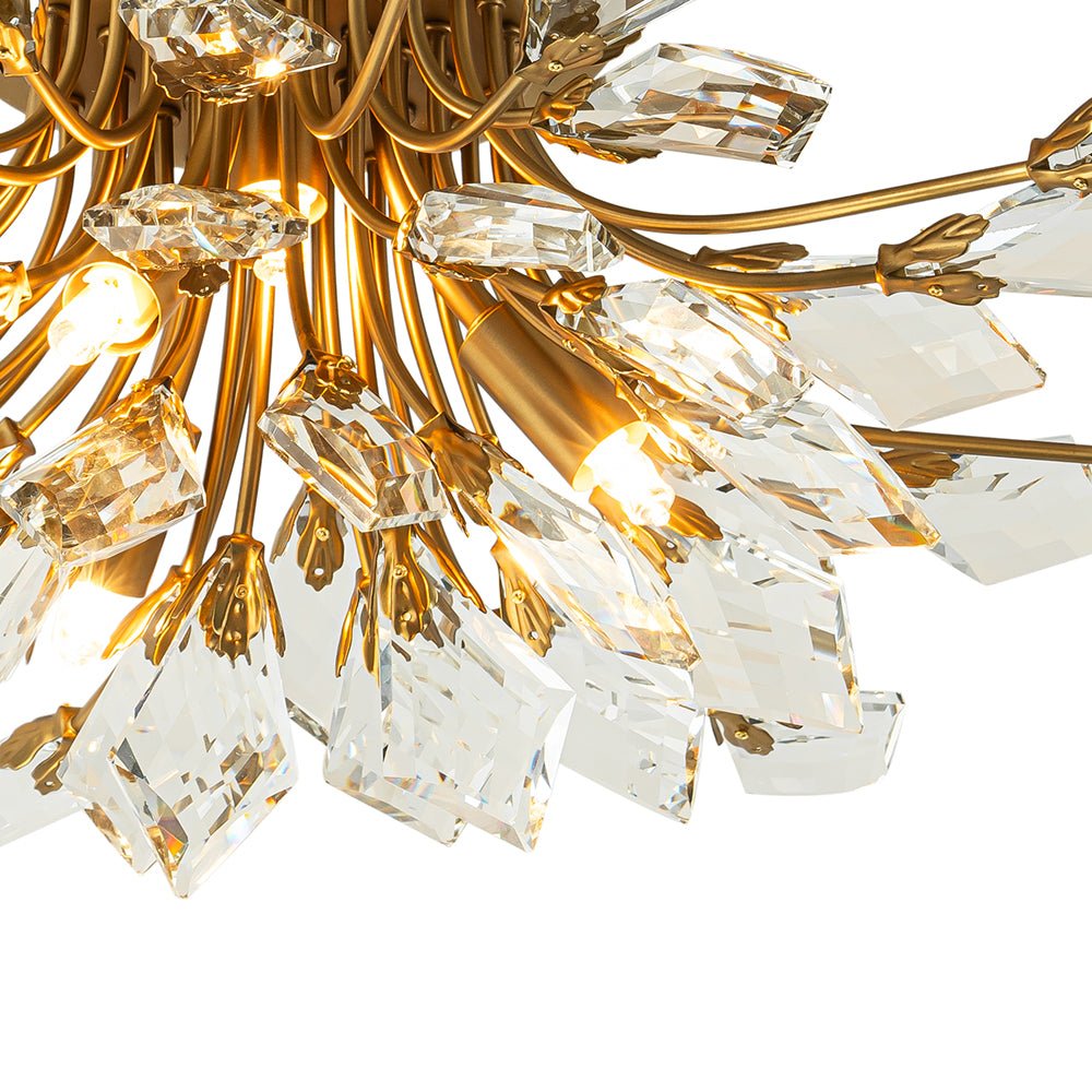 Himindró Bloom Metal Crystal Semi Flush Mount Light - Lamp Copper