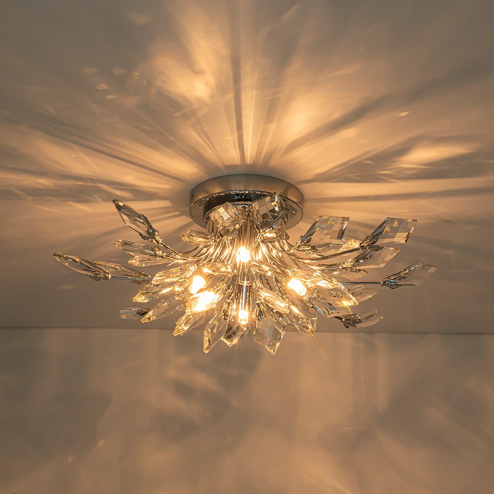 Himindró Bloom Metal Crystal Semi Flush Mount Light - Lamp Copper