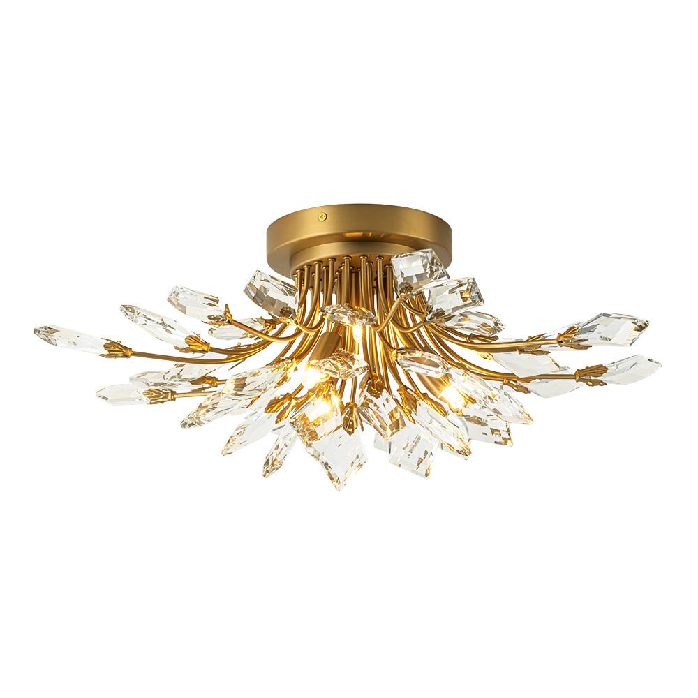 Himindró Bloom Metal Crystal Semi Flush Mount Light - Lamp Copper