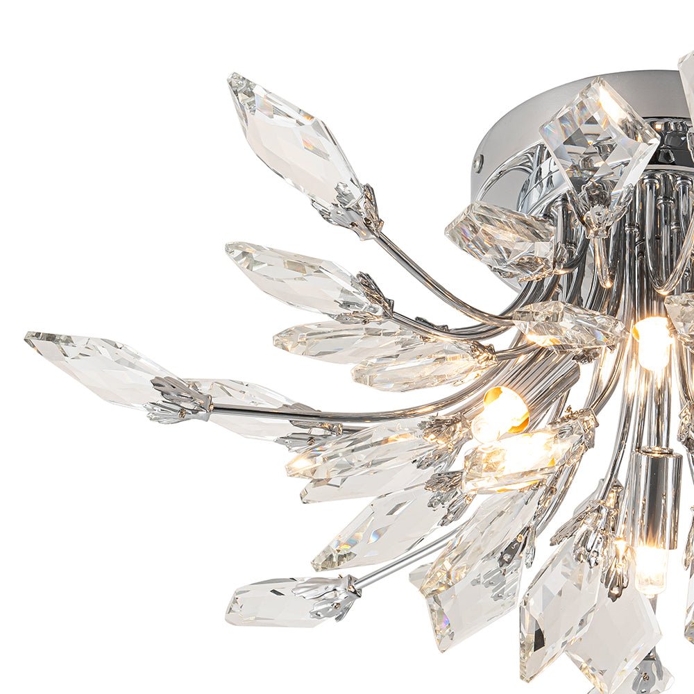 Himindró Bloom Metal Crystal Semi Flush Mount Light - Lamp Copper