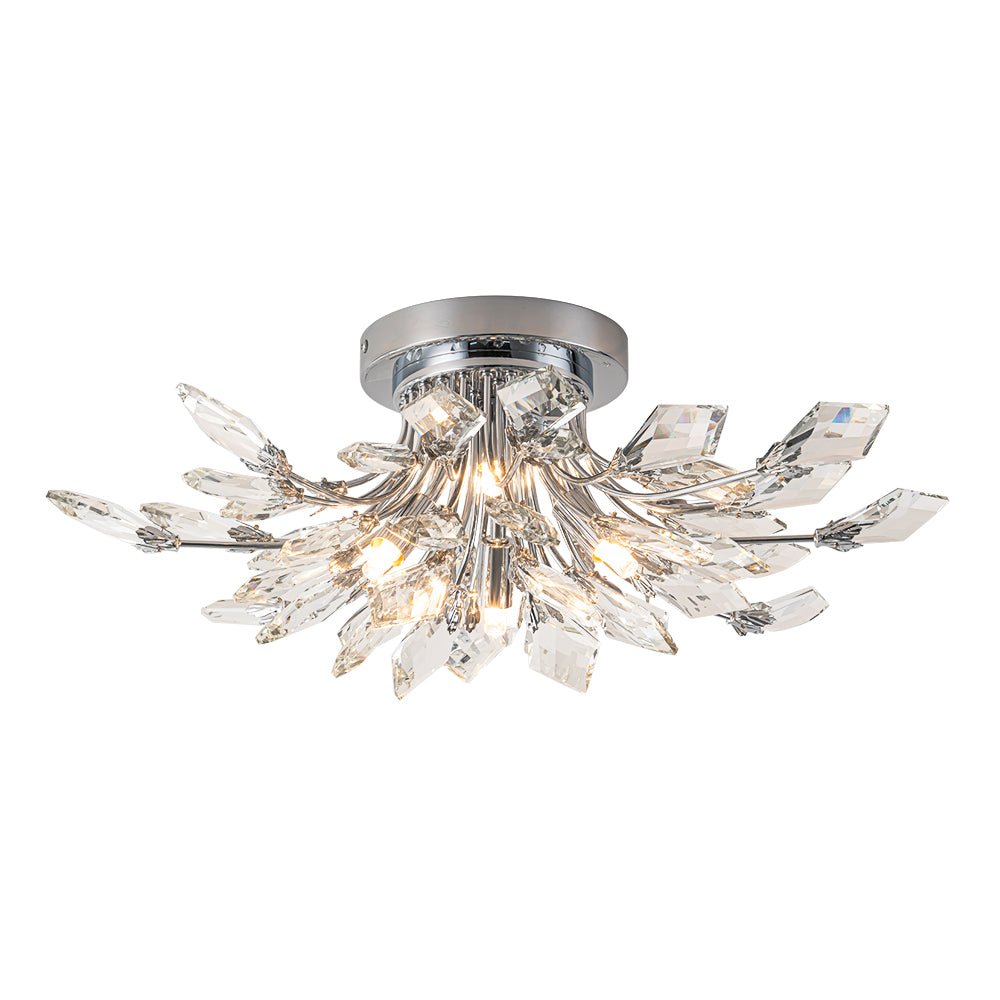 Himindró Bloom Metal Crystal Semi Flush Mount Light - Lamp Copper