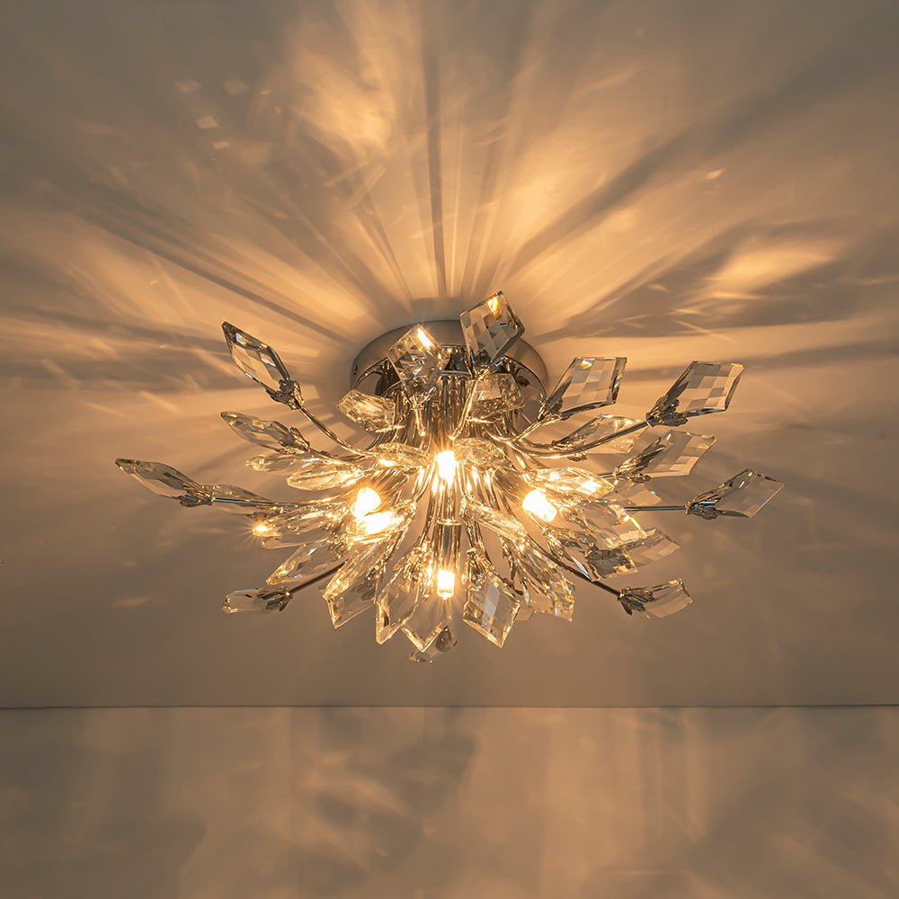 Himindró Bloom Metal Crystal Semi Flush Mount Light - Lamp Copper