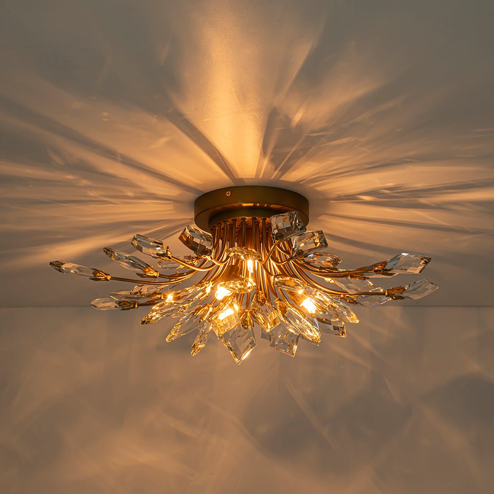 Himindró Bloom Metal Crystal Semi Flush Mount Light - Lamp Copper