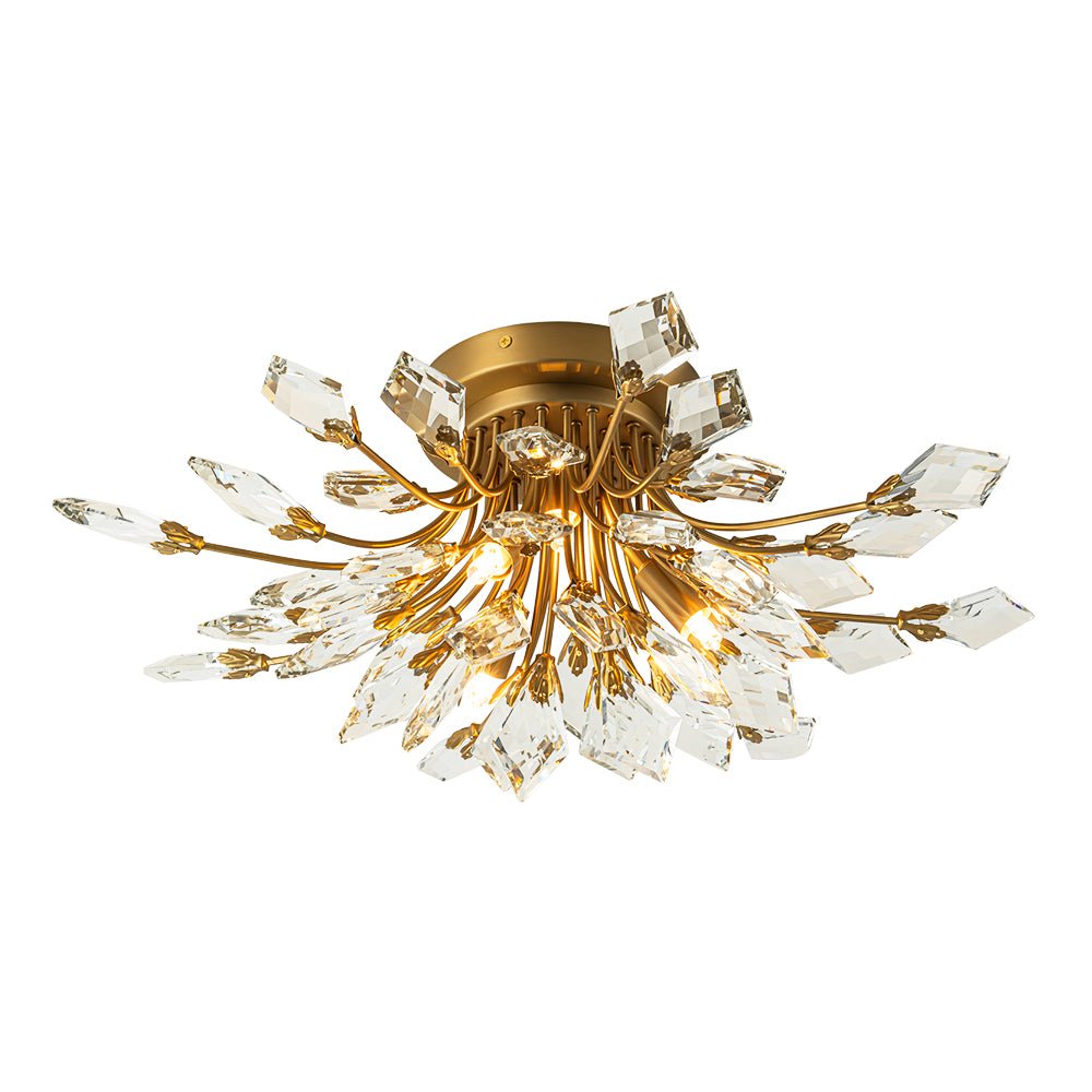 Himindró Bloom Metal Crystal Semi Flush Mount Light - Lamp Copper