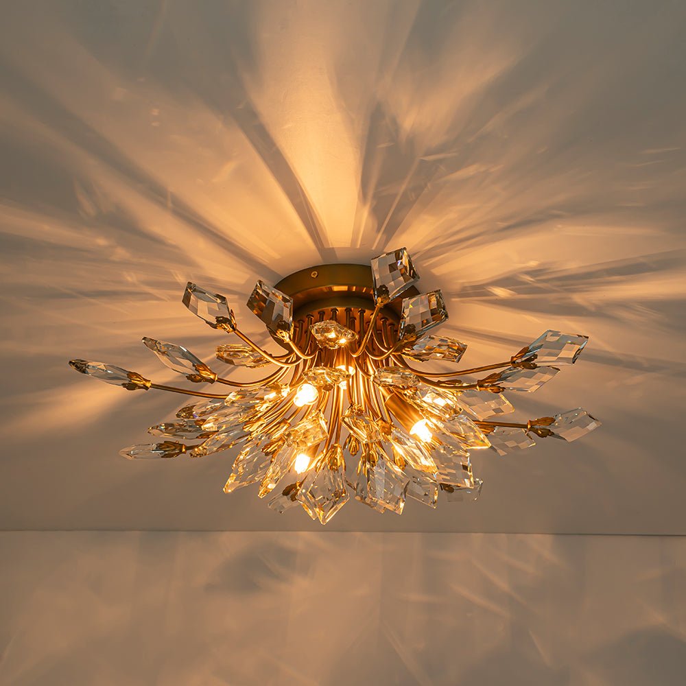 Himindró Bloom Metal Crystal Semi Flush Mount Light - Lamp Copper