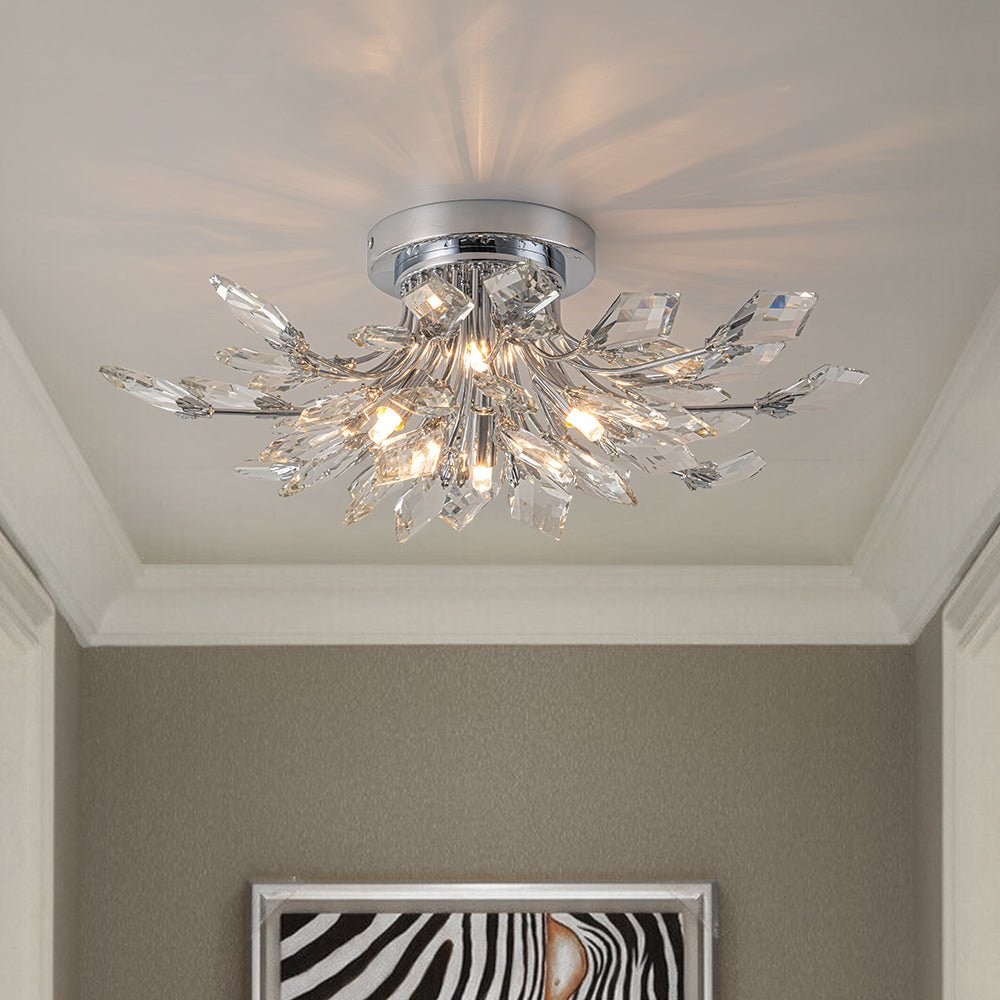Himindró Bloom Metal Crystal Semi Flush Mount Light - Lamp Copper