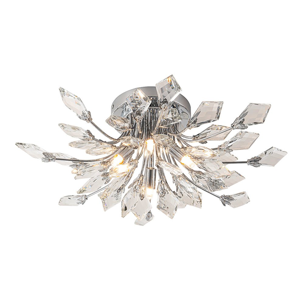 Himindró Bloom Metal Crystal Semi Flush Mount Light - Lamp Copper