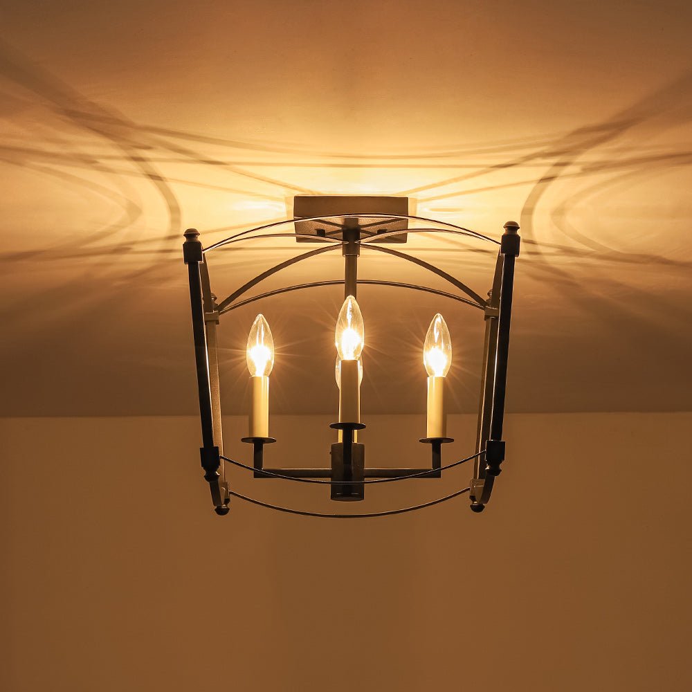 Luston Antique Candle Style Metal Semi Flush Ceiling Light - Lamp Copper