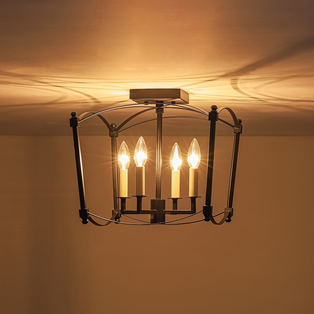 Luston Antique Candle Style Metal Semi Flush Ceiling Light - Lamp Copper