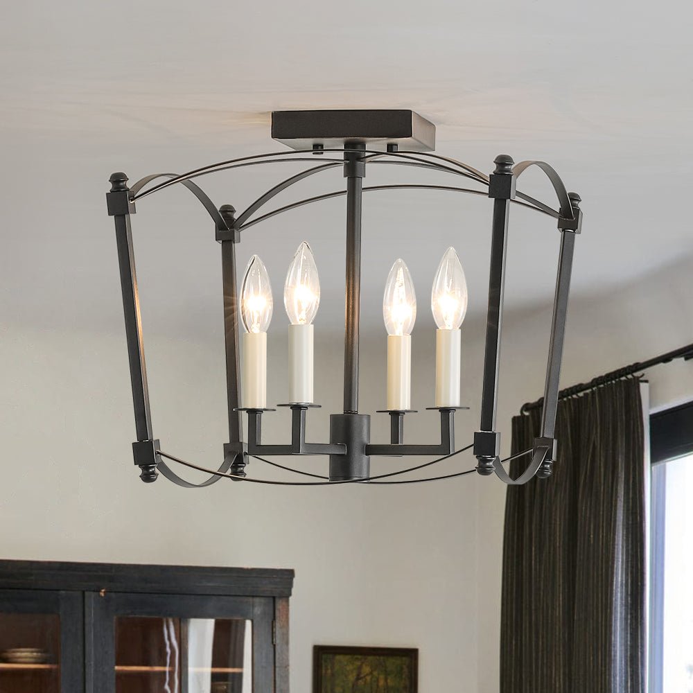 Luston Antique Candle Style Metal Semi Flush Ceiling Light - Lamp Copper