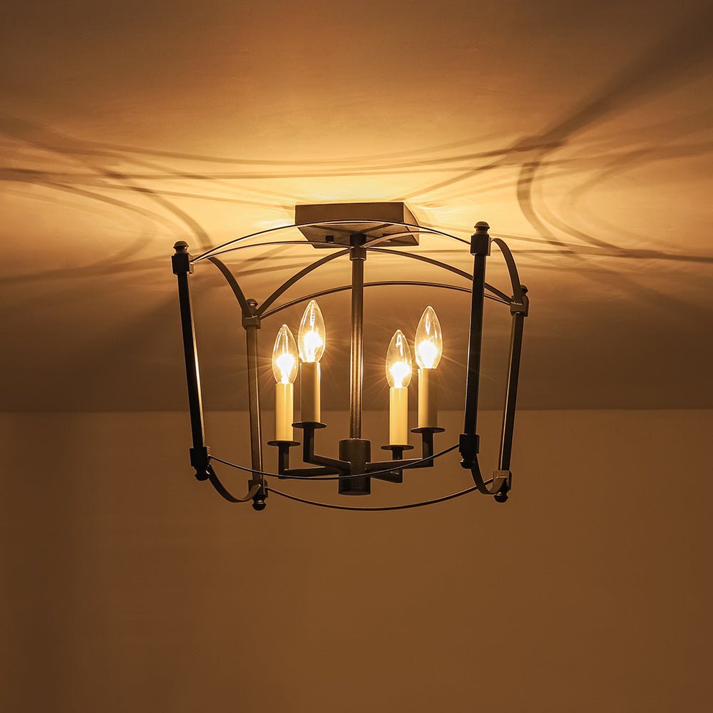 Luston Antique Candle Style Metal Semi Flush Ceiling Light - Lamp Copper