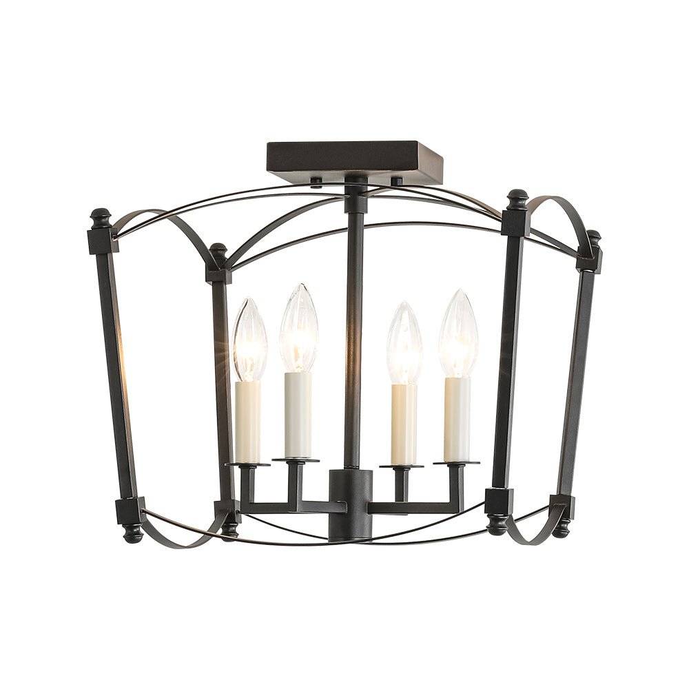 Luston Antique Candle Style Metal Semi Flush Ceiling Light - Lamp Copper